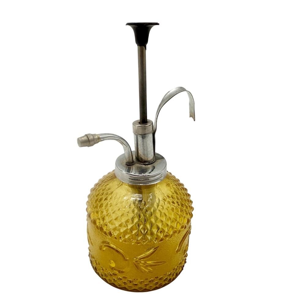 vintage yellow glass Water plant flower Mister perfume sprayer made in Taiwan